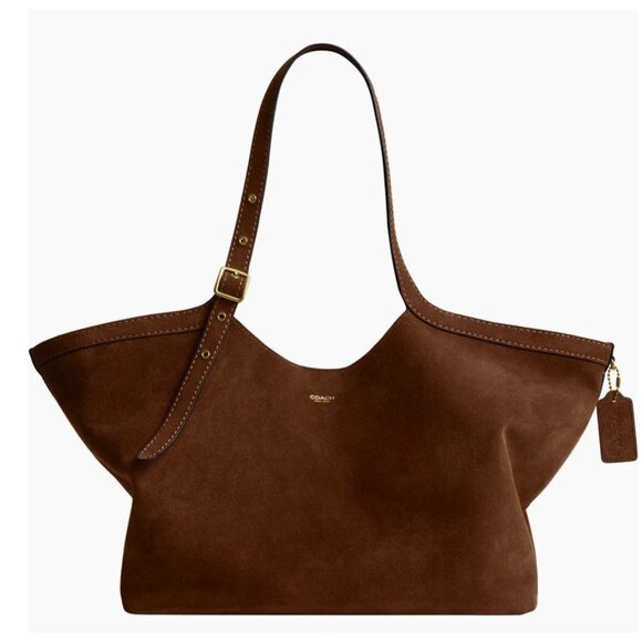 NEW WITH TAGS!  AUTHENTIC COACH WARM BROWN SUEDE GRAMERCY HANDBAG - Picture 7 of 11